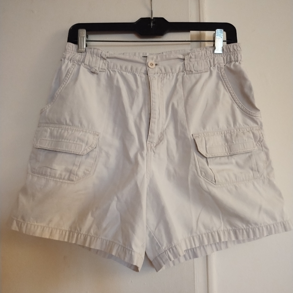David N Sport Women's Cream Colored Cotton Cargo Shorts With Pockets Size 10